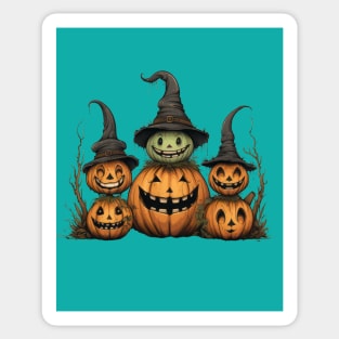 Halloween Pumpkins In Witch Hsat Sticker